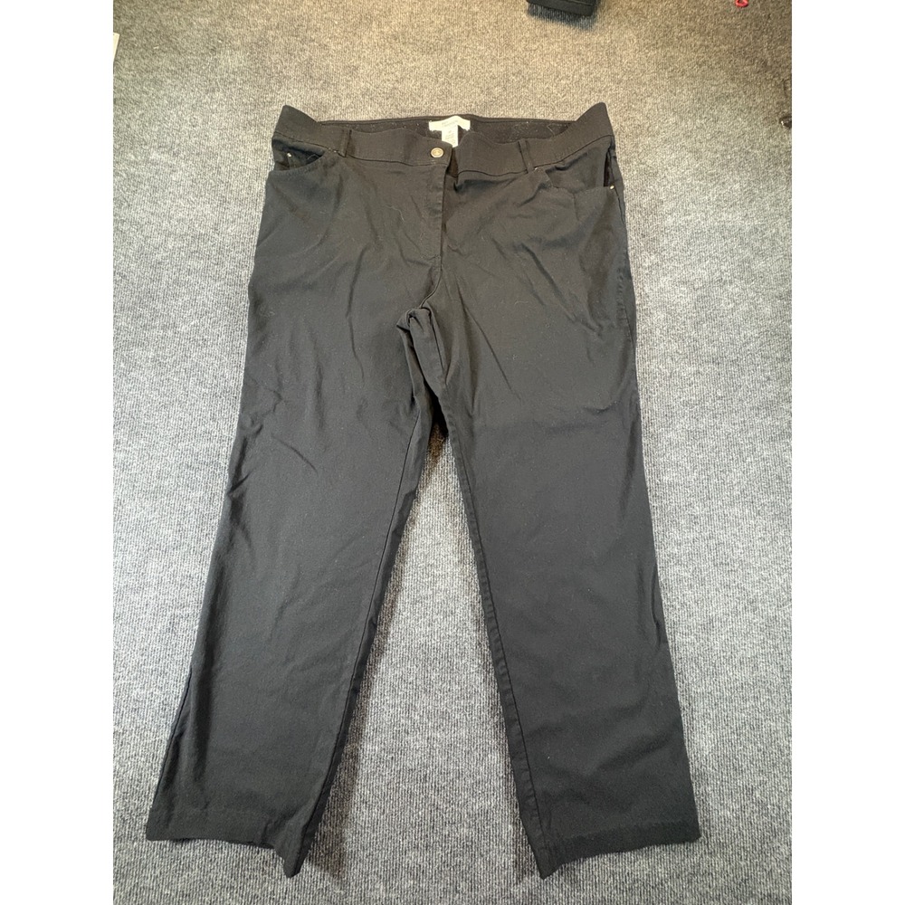 89th + Madison Womens Black Straight Leg Stretch Trousers Size 22 5-Pocket Pants